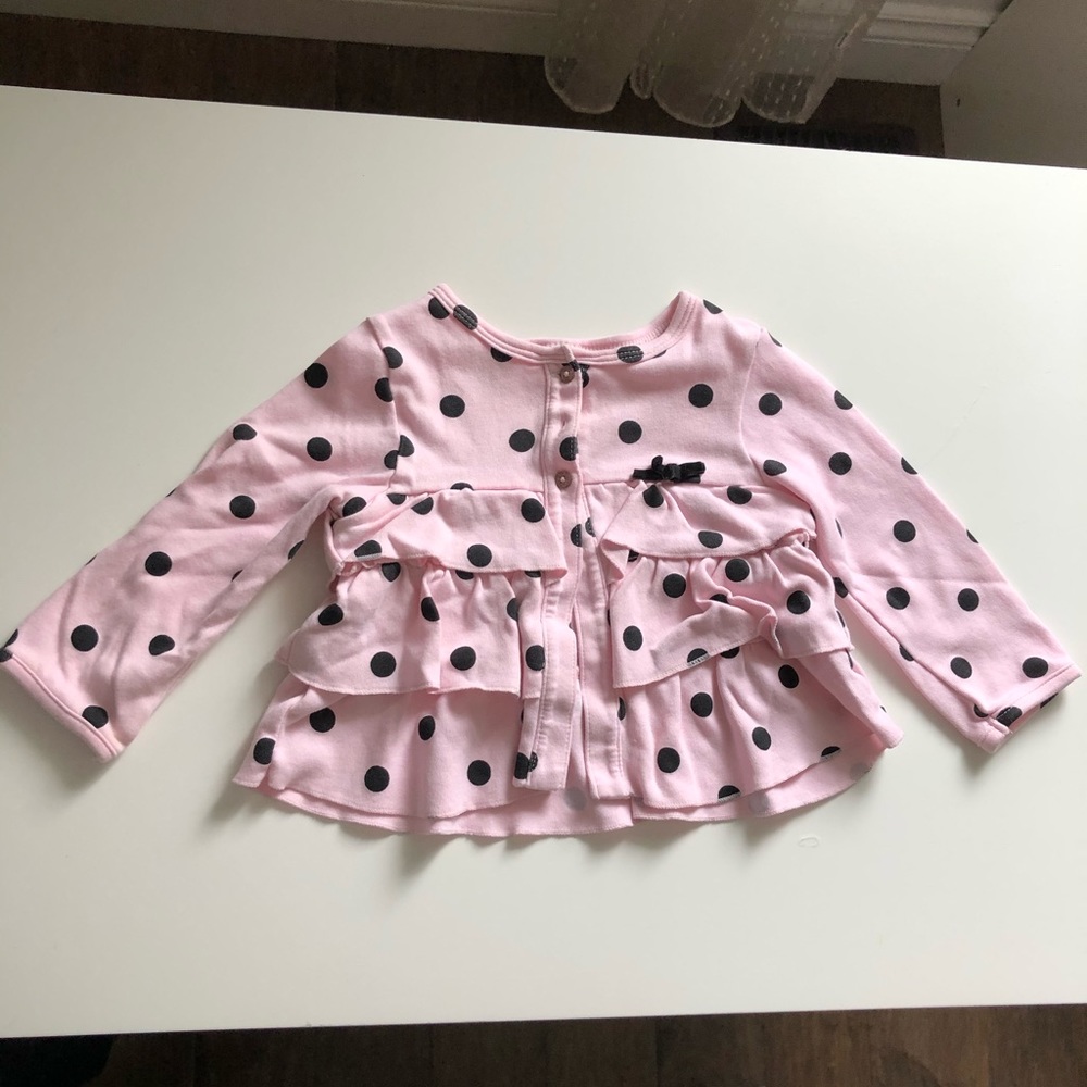 18M Girls: Pink Polka Dot Long Sleeve